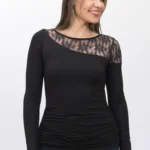 Polo Blusa Negro Manga Larga de Mujer Dressalis