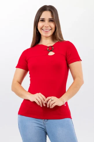 Polo Blusa Rojo Manga Corta de Mujer Dressalis