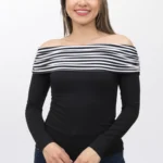 Polo Blusa Negro Manga Larga de Mujer Dressalis