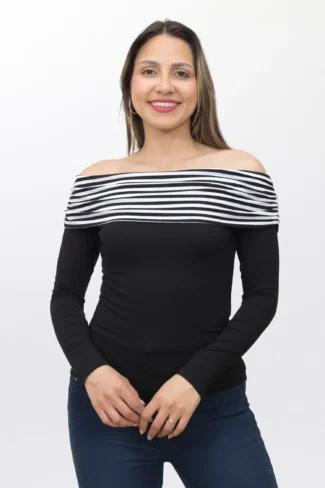 Polo Blusa Negro Manga Larga de Mujer Dressalis