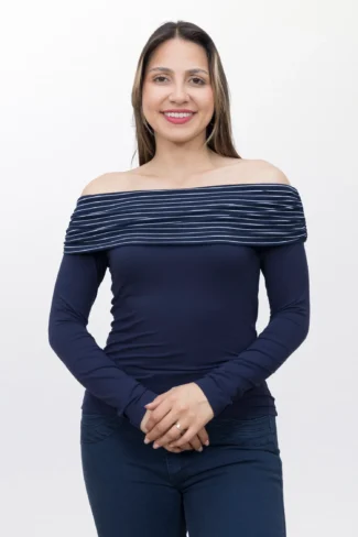 Polo Blusa AzulManga Larga de Mujer Dressalis