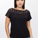 Polo Blusa Negro Manga Corta de Mujer Dressalis