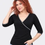 Blusa Tere Negro – Manga 3/4 con Ribete