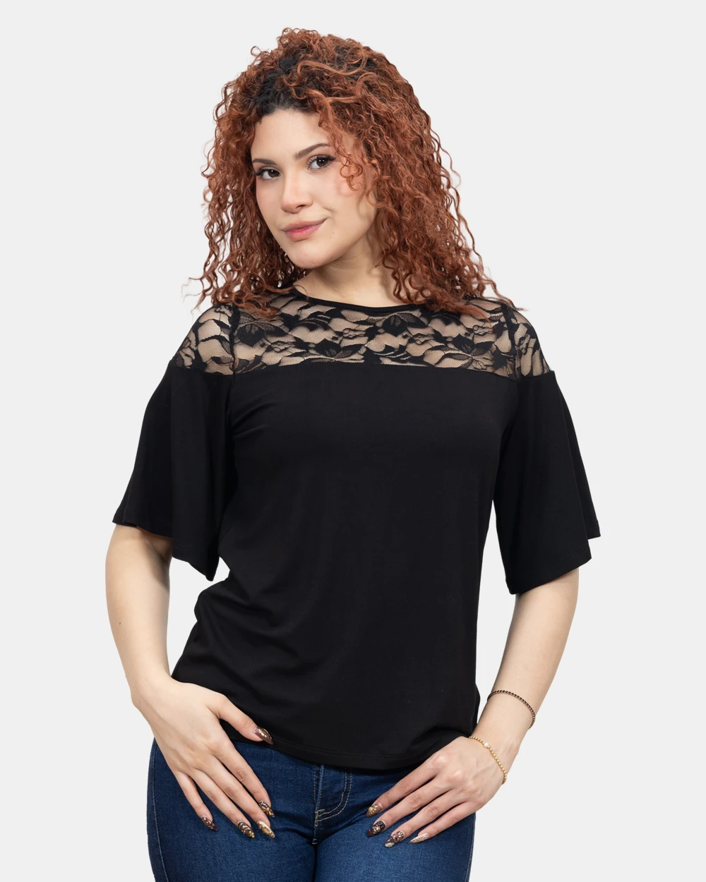 Blusa Manga 3/4 Key Negro