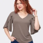 Blusa Valeria Topo – Manga 3/4 Campana