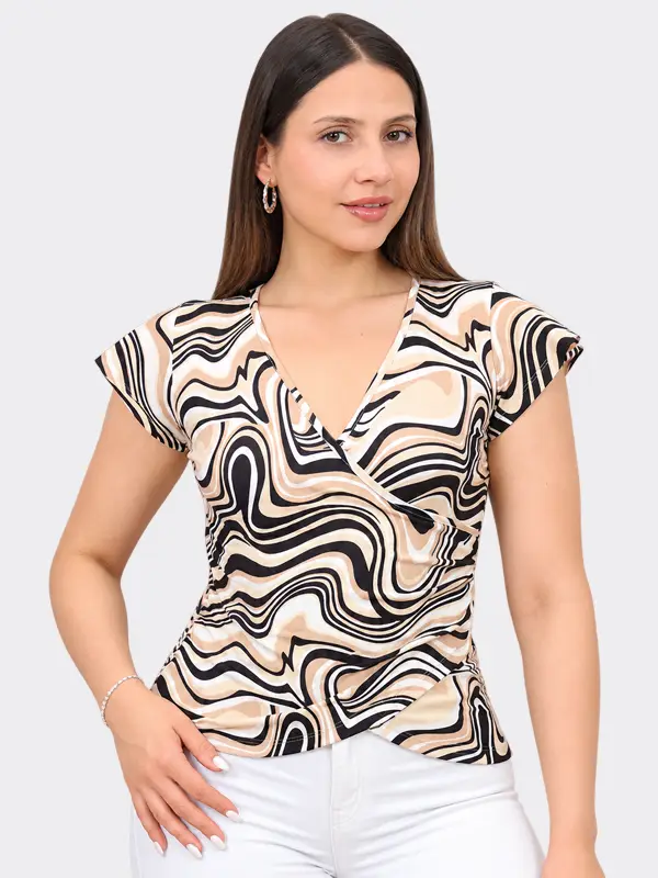 Blusa Belia Beige Print Dressalis